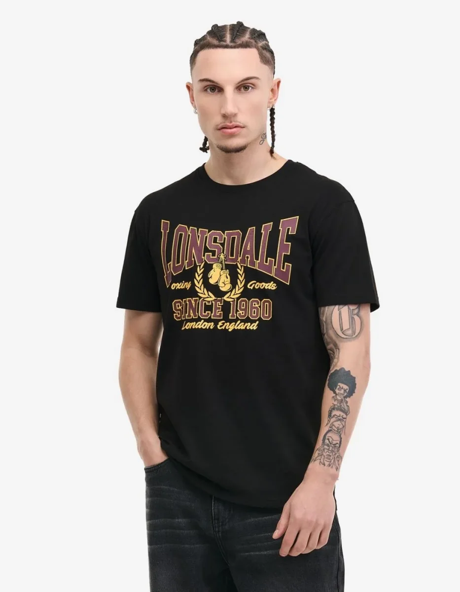 Camiseta LONSDALE AYCLIFFE - Black/Oxblood/Yellow - Imagen 2