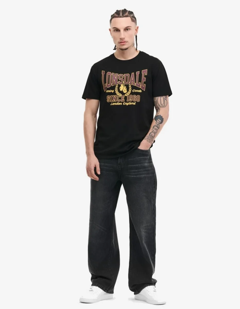 Camiseta LONSDALE AYCLIFFE - Black/Oxblood/Yellow - Imagen 4