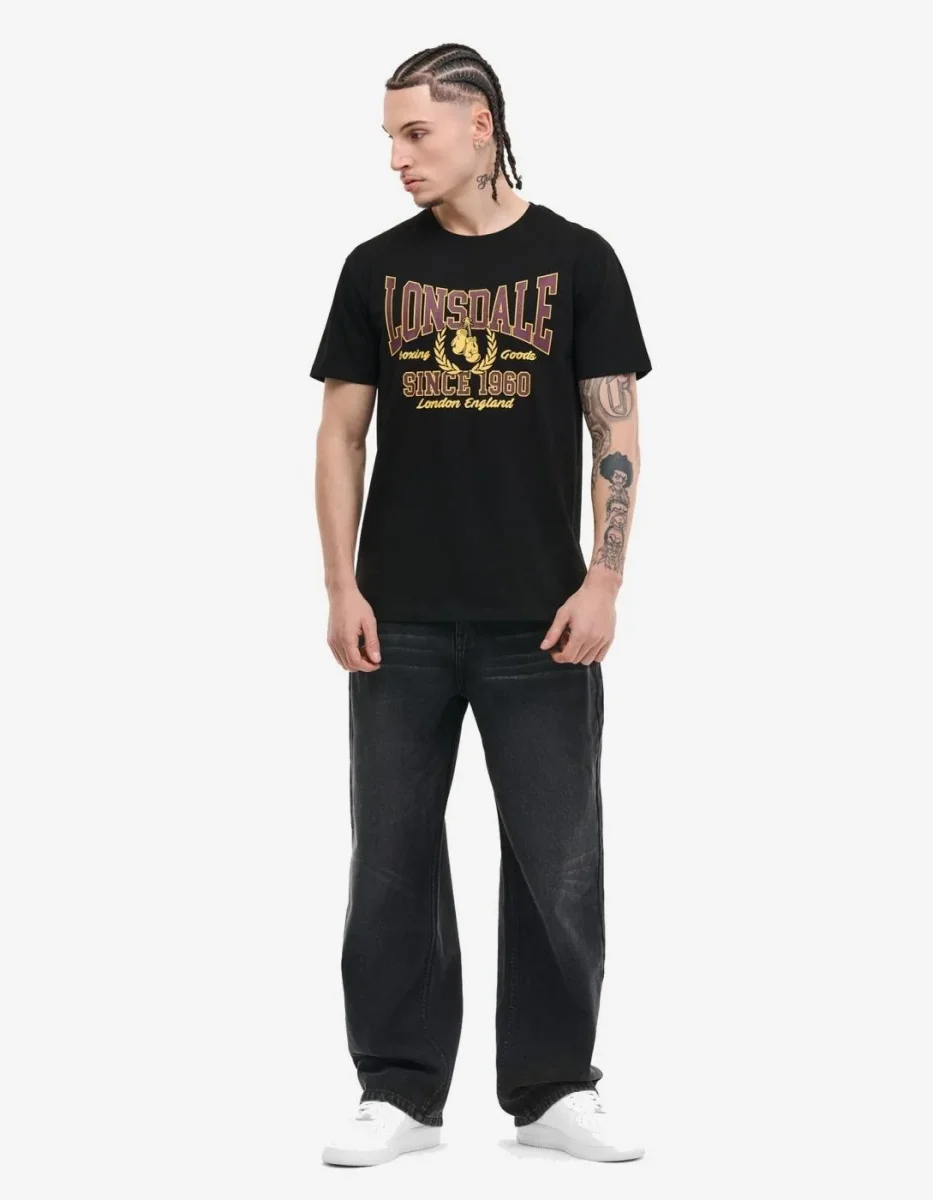 Camiseta LONSDALE AYCLIFFE - Black/Oxblood/Yellow - Imagen 5