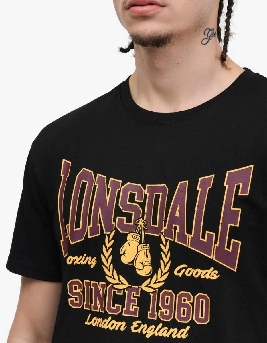 Camiseta LONSDALE AYCLIFFE - Black/Oxblood/Yellow - Imagen 6