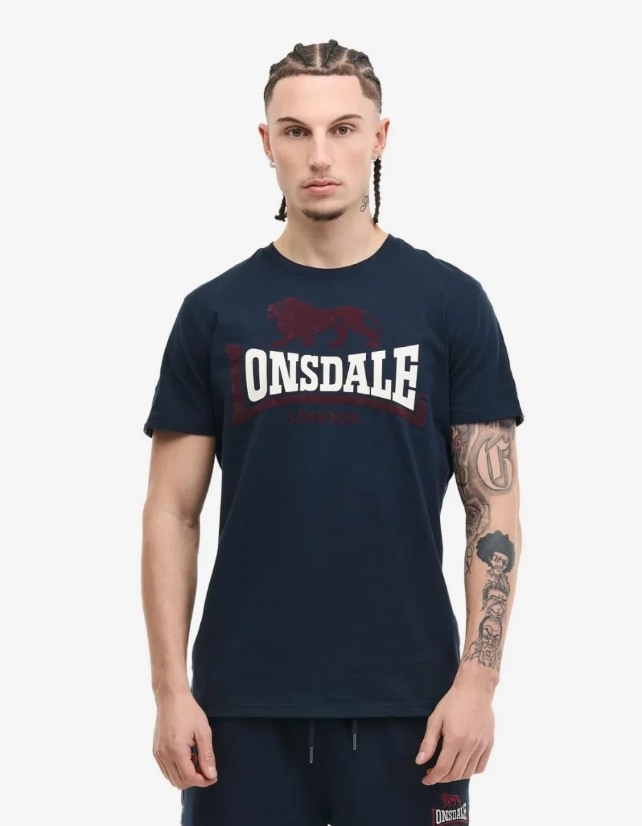 Camiseta LONSDALE ELTON - Dark Navy/Oxblood/Ecru - Imagen 2