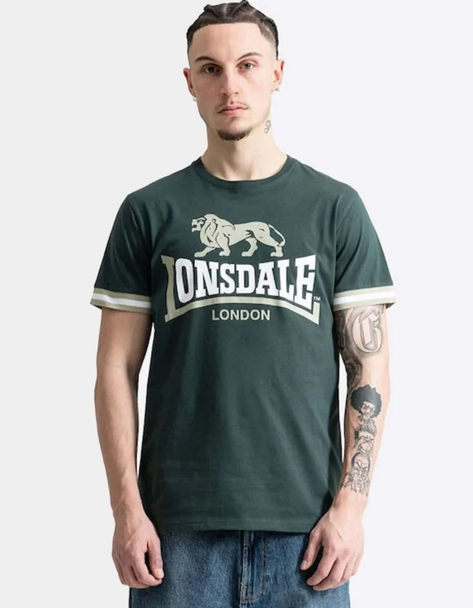Camiseta LONSDALE KERGORD - Dark Green/White/Light Green - Imagen 3