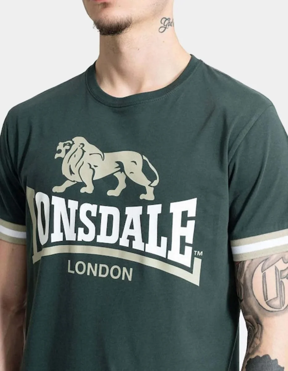 Camiseta LONSDALE KERGORD - Dark Green/White/Light Green - Imagen 4