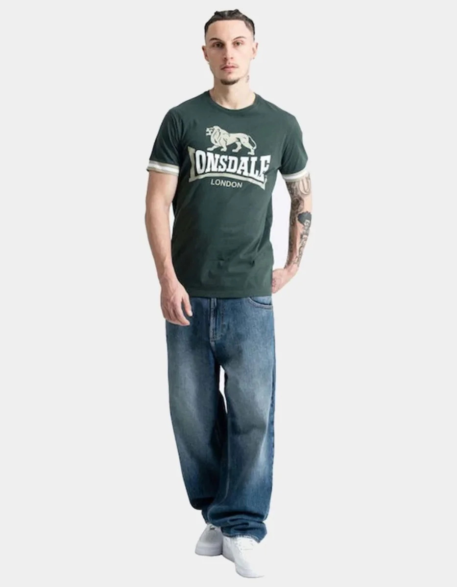 Camiseta LONSDALE KERGORD - Dark Green/White/Light Green - Imagen 5