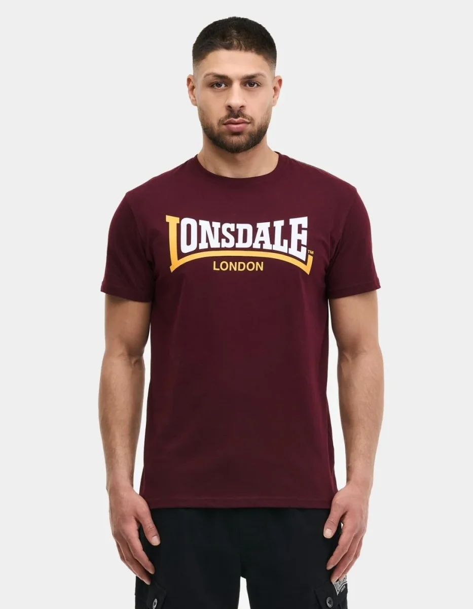 Camiseta LONSDALE TWO TONE - Oxblood/Yellow - Imagen 2