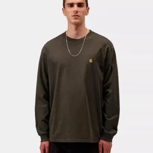 Camiseta Manga Larga CARHARTT WIP CHASE - Shungite / Gold