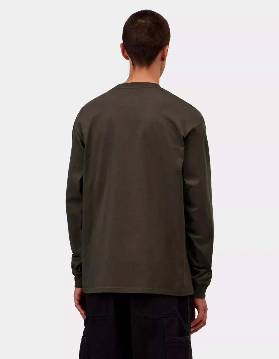 Camiseta Manga Larga CARHARTT WIP CHASE - Shungite / Gold - Imagen 3