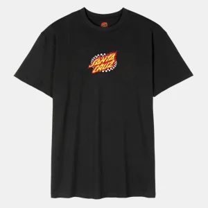 Camiseta SANTA CRUZ OVAL CHECK FLAME FRONT - Black