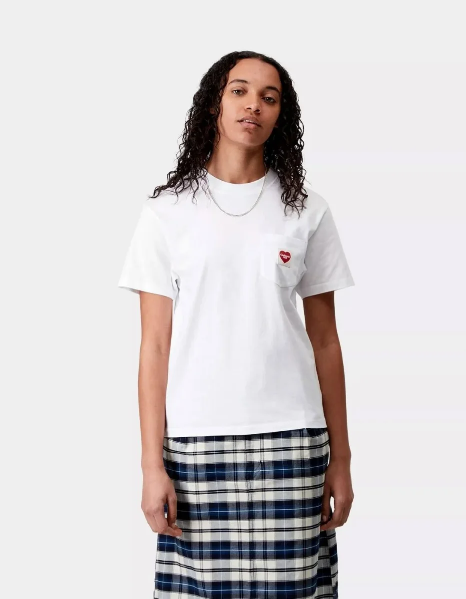 Camiseta W' CARHARTT WIP POCKET HEART- White / Red - Imagen 2