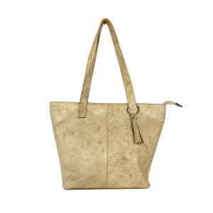 Cartera de Cuero Beige con Diseño Natural