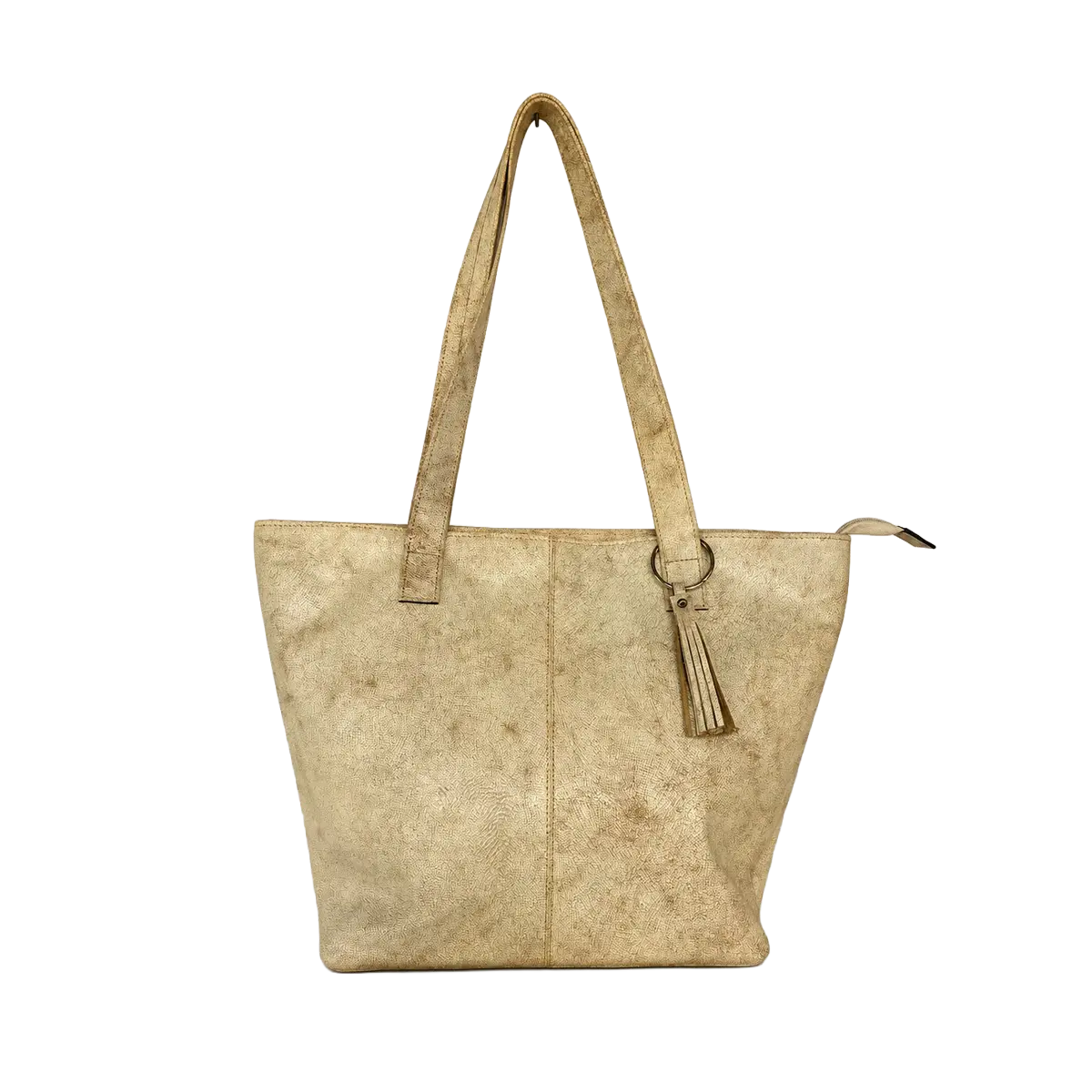 Cartera de Cuero Beige con Diseño Natural