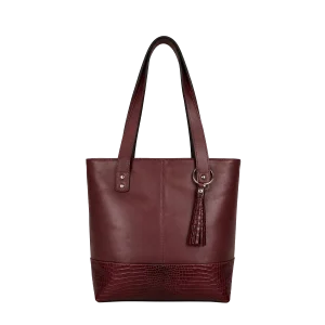Cartera de Cuero Burdeo con Diseño Elegante