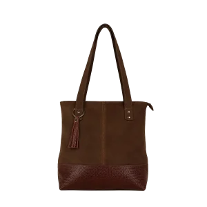 Cartera de Cuero Café Oscuro con Detalles Trenzados