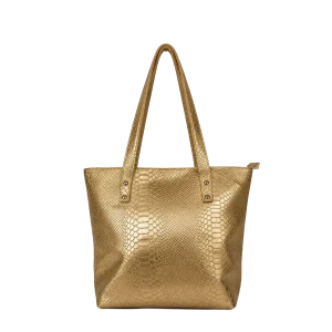 Cartera de Cuero Dorado con Diseño Texturizado