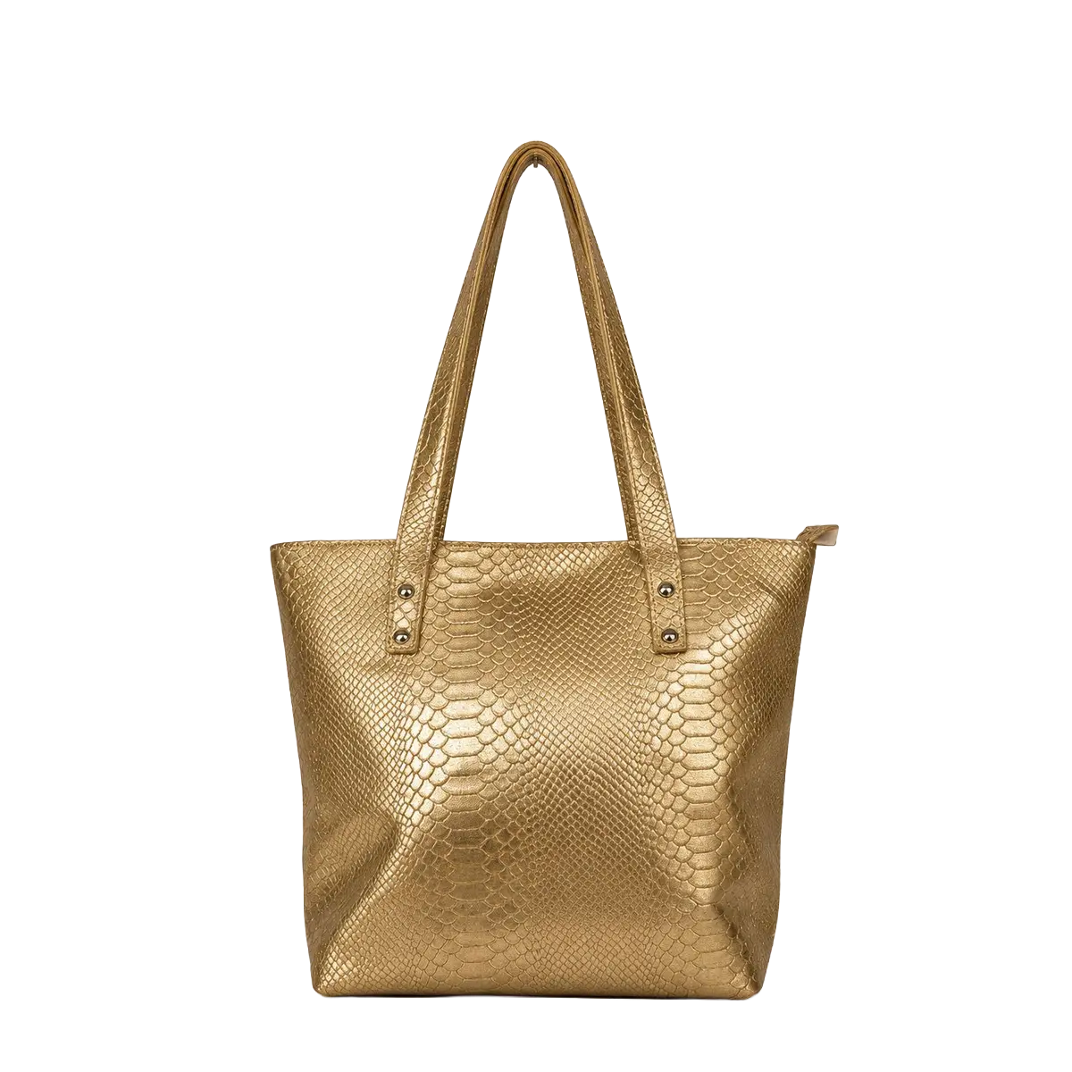 Cartera de Cuero Dorado con Diseño Texturizado