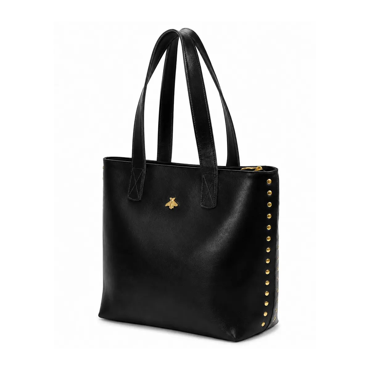 Cartera de Cuero Negro con Tachas Doradas - Imagen 3