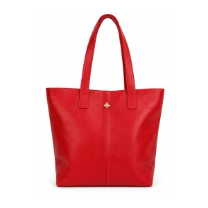 Cartera Tote de Cuero Roja