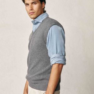 Chaleco Cuello Pico Lambswool - Gris Marengo