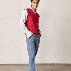 Chaleco Cuello Pico Lambswool - Rojo