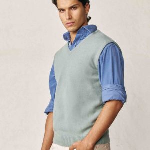 Chaleco Cuello Pico Lambswool - Verde Claro