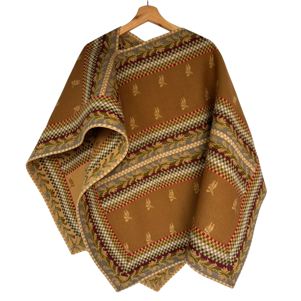 Chamanto Extra Fino de Lana en Tonos Camel con Diseños Ornamentales Tradicionales - Imagen 2