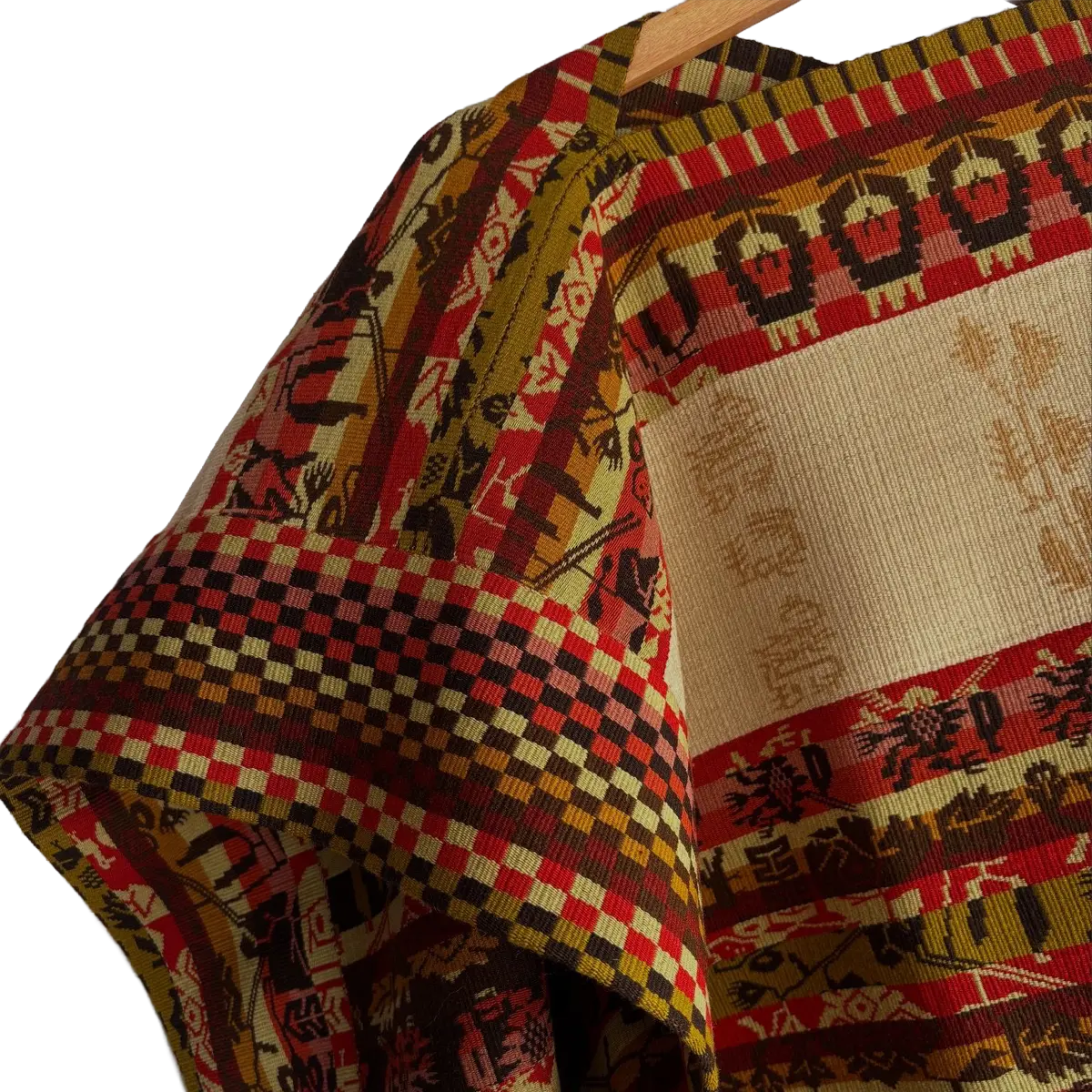 Chamanto Extra Fino de Lana con Bandas Ornamentales Tradicionales - Imagen 4