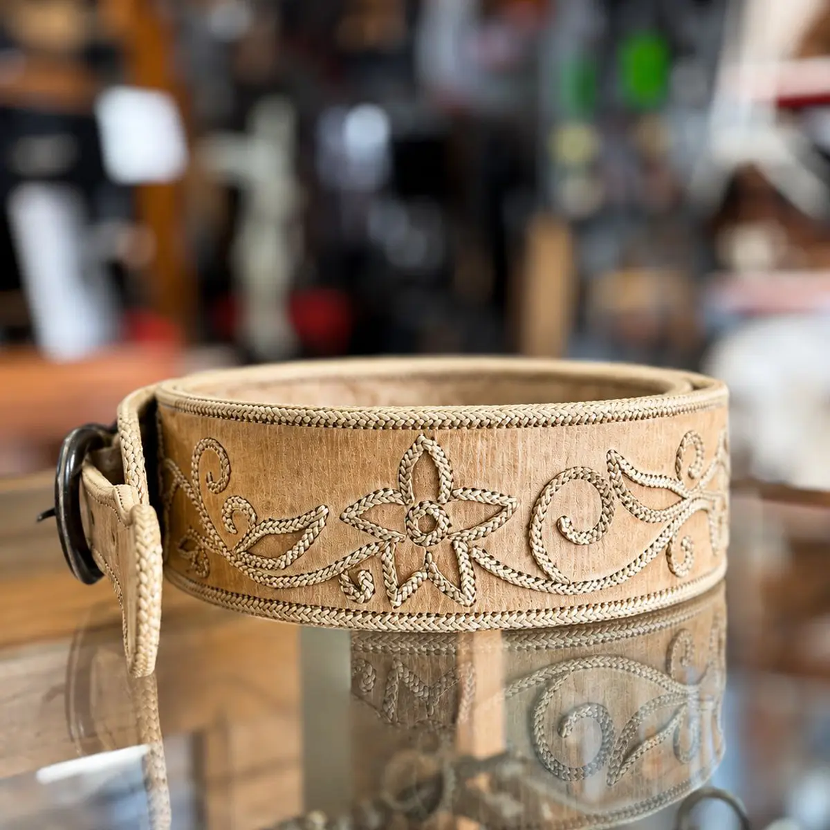 Cinturón Fino Costura Cuyana con Hebilla Chapeada - Imagen 3