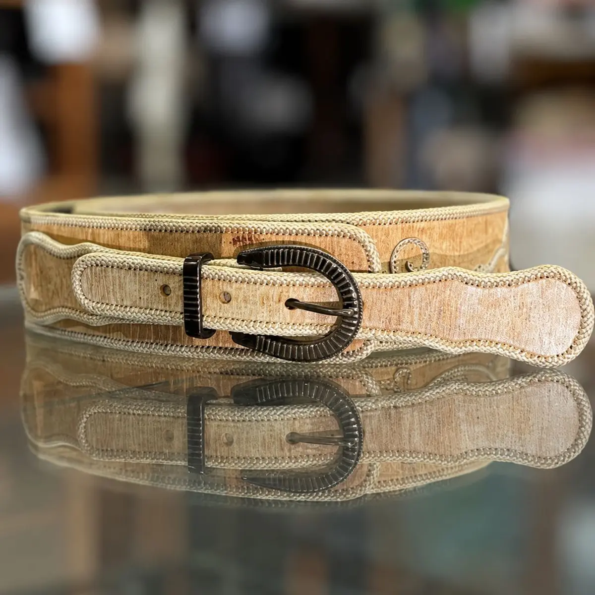 Cinturón Fino Costura Cuyana con Hebilla Chapeada - Imagen 2