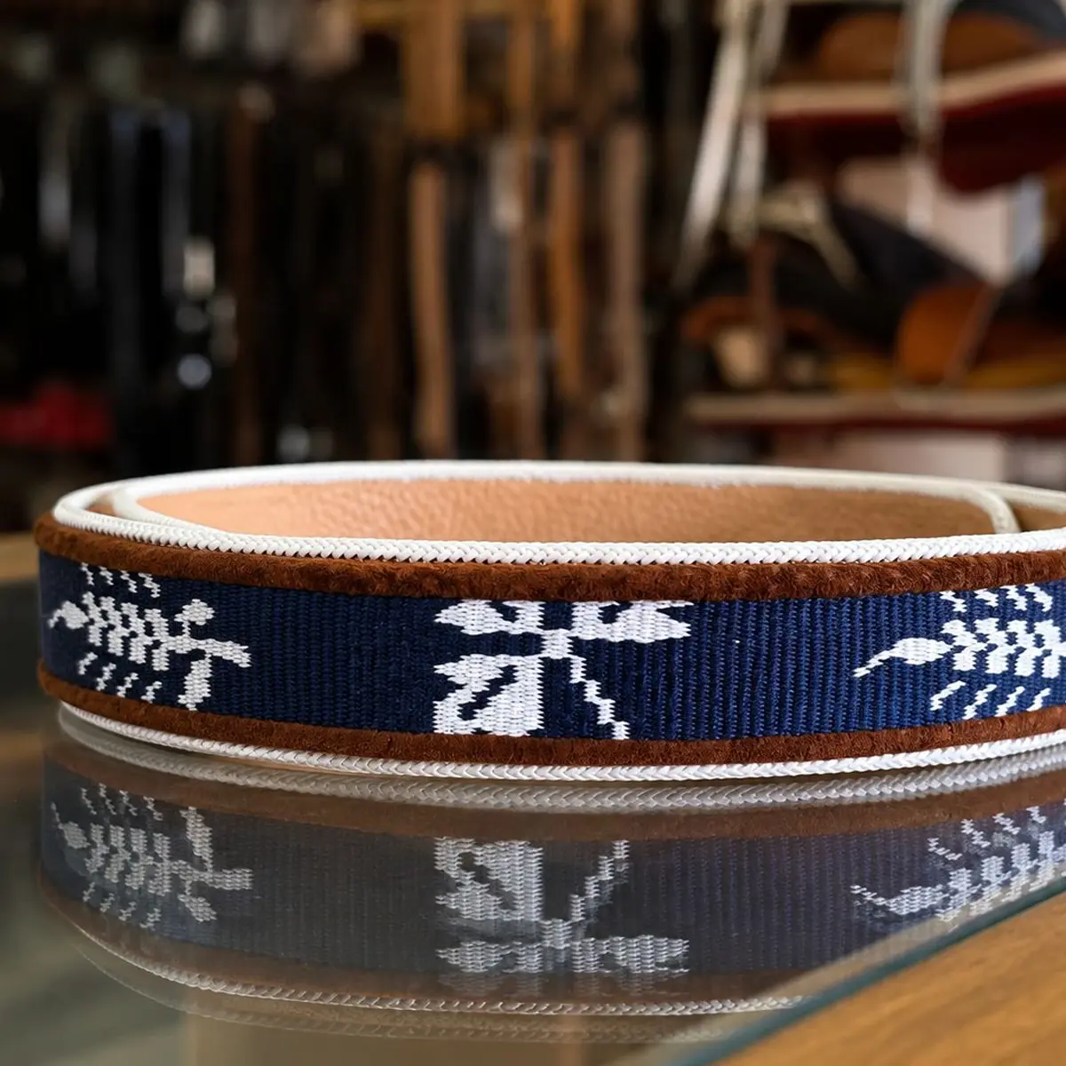 Cinturón Fino con Tela de Chamanto y Costura Cuyana - Imagen 2