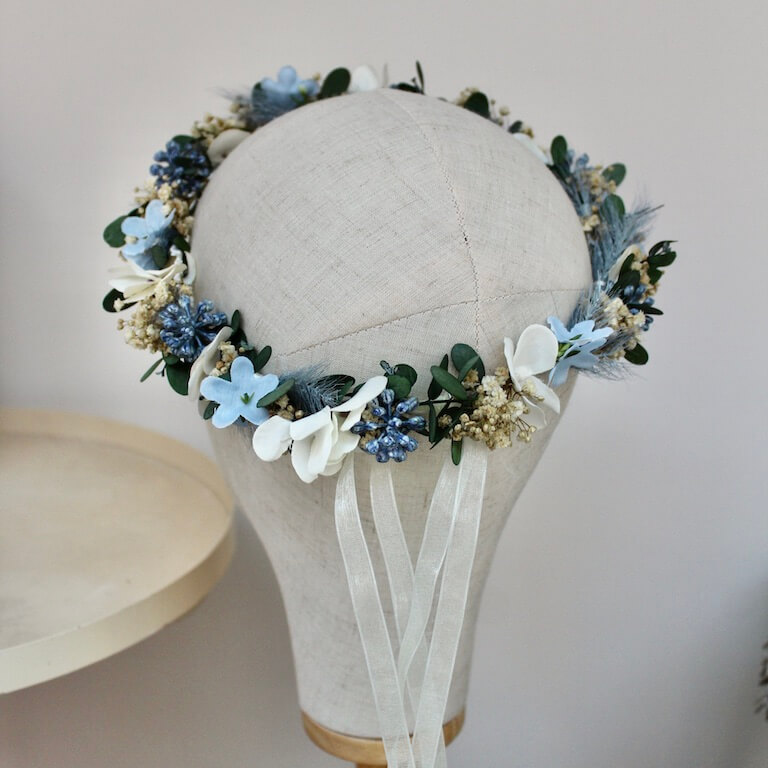 Corona de flores azules - Imagen 4