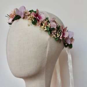 corona de tonos rosa