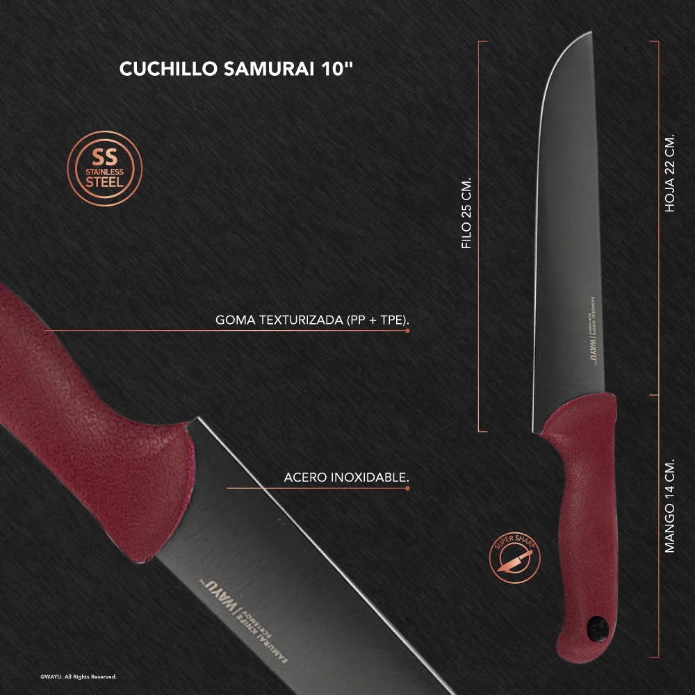 Cuchillo Samurai Wayu 10” para Cocina y Parrilla - Imagen 4