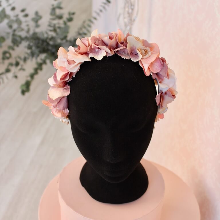 Diadema para niña de flores rosa