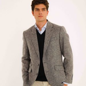 Americana de Tweed - Espiga Blanca Y Negra
