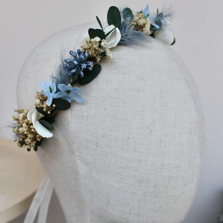 Diadema con flores azules - Imagen 5