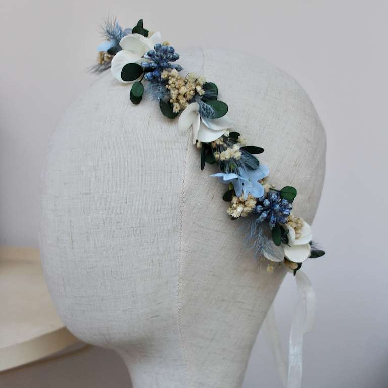 Diadema con flores azules - Imagen 3