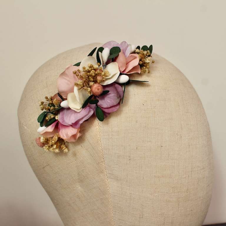 Peineta de flores rosa - Imagen 2
