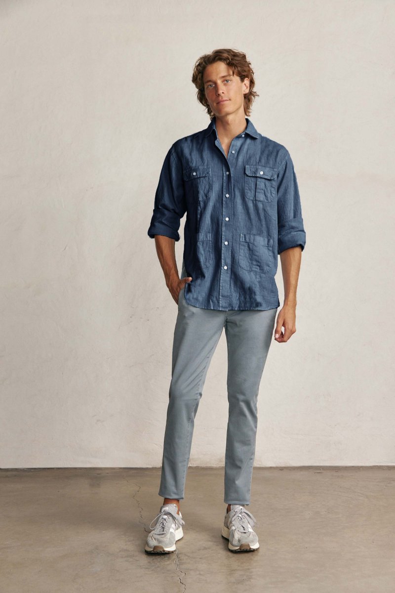 Camisa Guayabera de Lino - Azul Marino - Imagen 3
