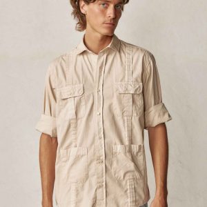 Camisa Guayabera con Jaretas de Popelín - Camel