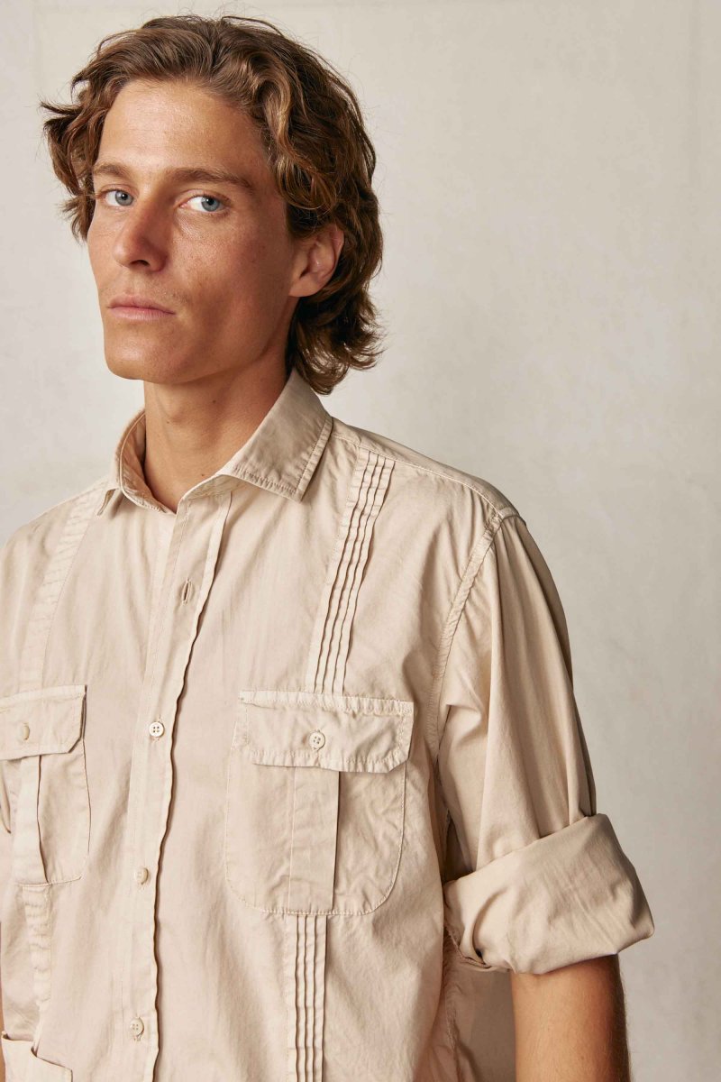 Camisa Guayabera con Jaretas de Popelín - Camel - Imagen 3