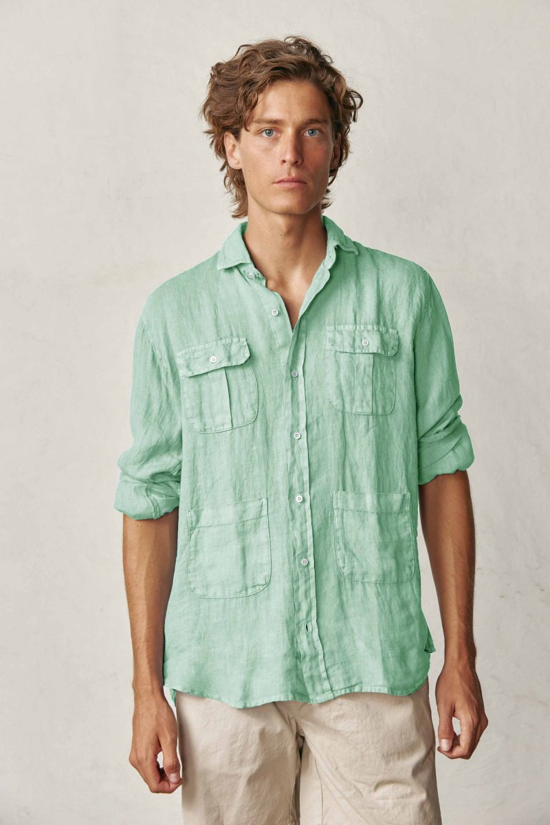 Camisa Guayabera de Lino - Menta
