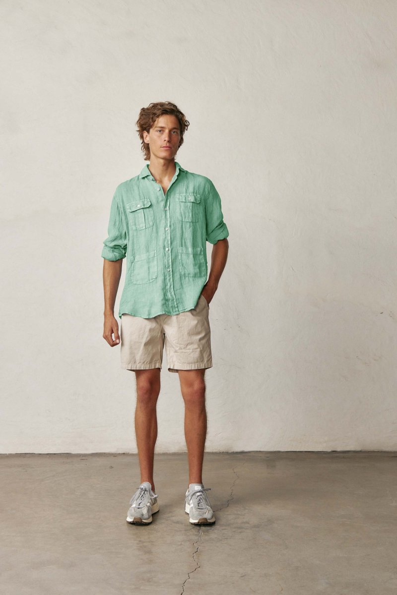Camisa Guayabera de Lino - Menta - Imagen 3
