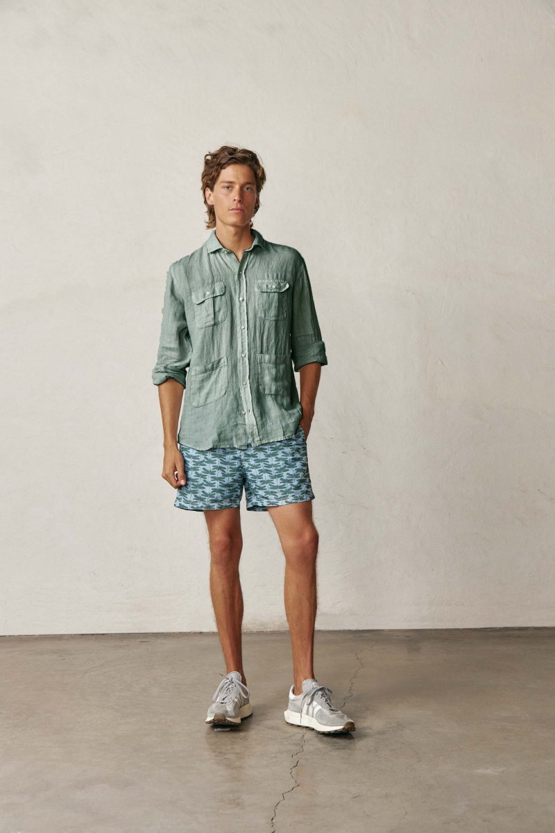 Camisa Guayabera de Lino - Verde - Imagen 3
