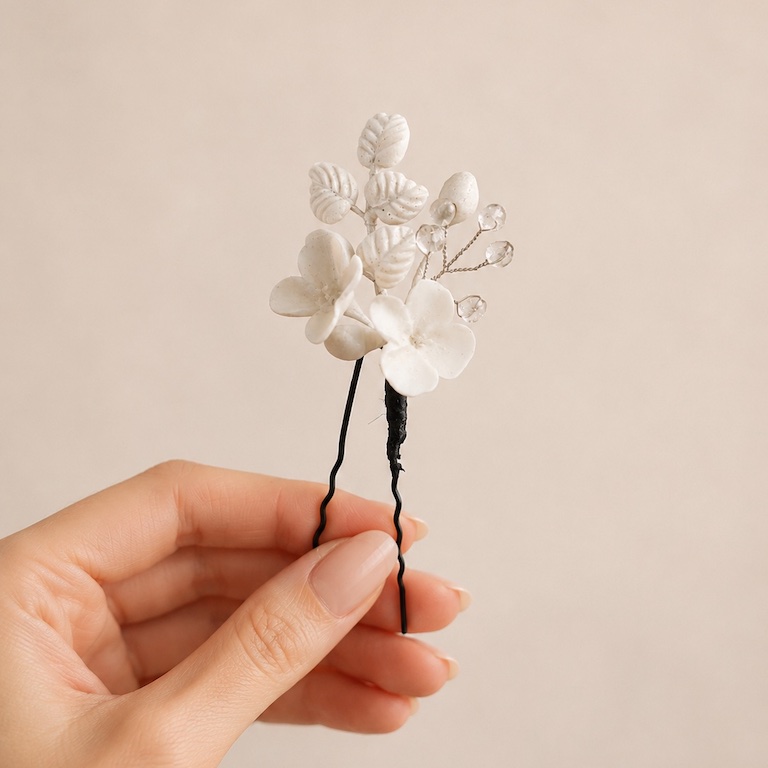 horquilla de flores de porcelana - Imagen 3