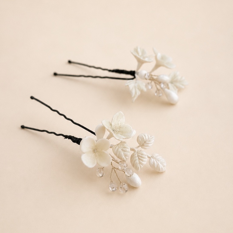 horquilla de flores de porcelana - Imagen 4