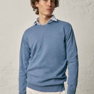 Jersey Cuello Redondo Fino Algodón - Azul