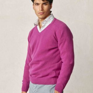 Jersey Cuello Pico Lambswool - Violeta