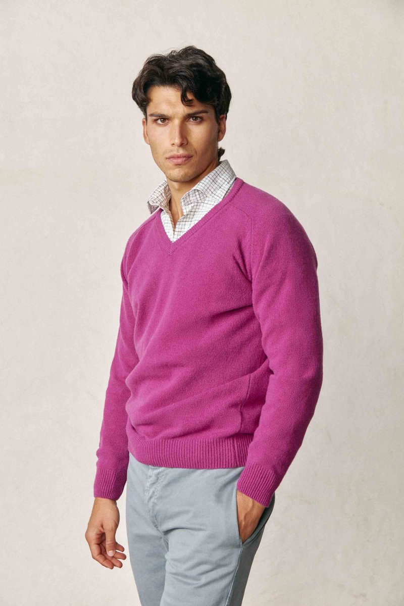 Jersey Cuello Pico Lambswool - Violeta - Imagen 2