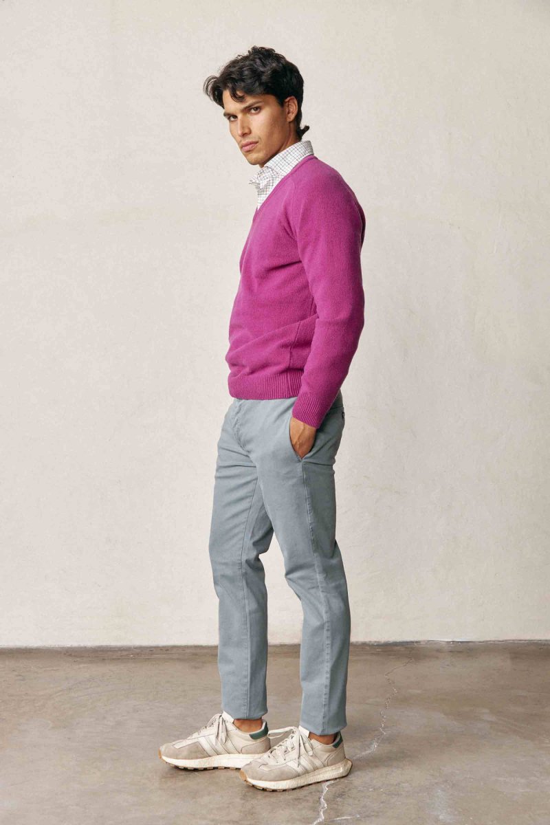 Jersey Cuello Pico Lambswool - Violeta - Imagen 3