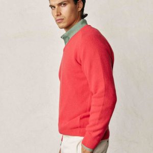 Jersey Cuello Pico Lambswool - Rojo Amaranto